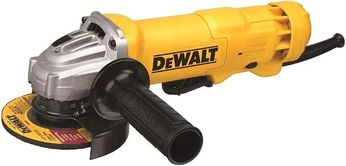 DEWALT DWE402W 4.5 in 11 amp angle grinder with dust ejection system and abrasive wheel included, on sale for $79