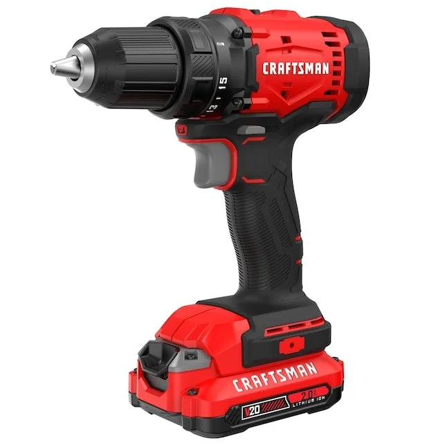 CRAFTSMAN V20 20 Volt Max 1/2 inch Keyless Cordless Drill kit with 2Ah battery and charger on sale at Lowe's for $59.