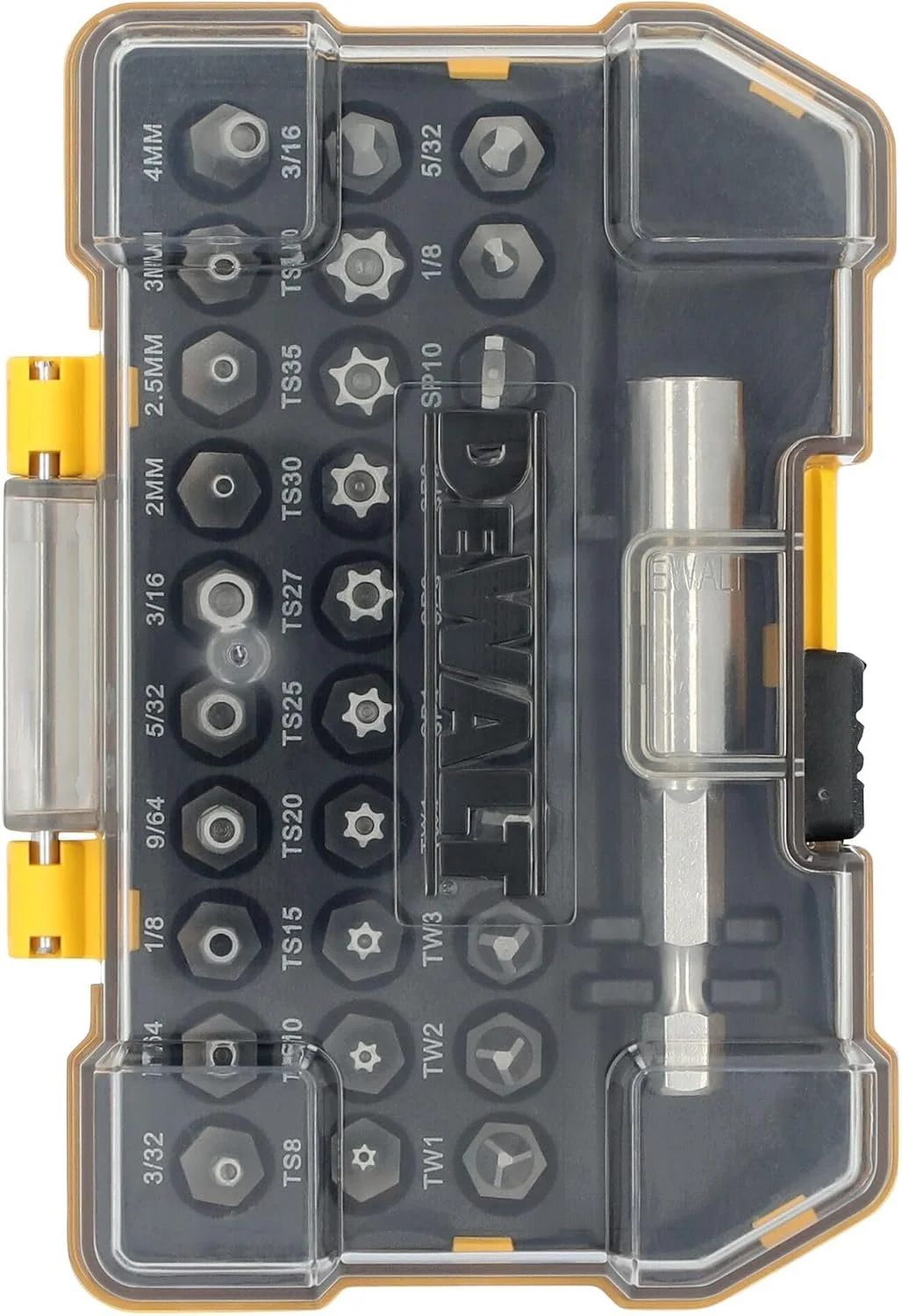 DEWALT 31 Piece Security Bit Set in durable case with magnetic bit holder and adjustable belt clip