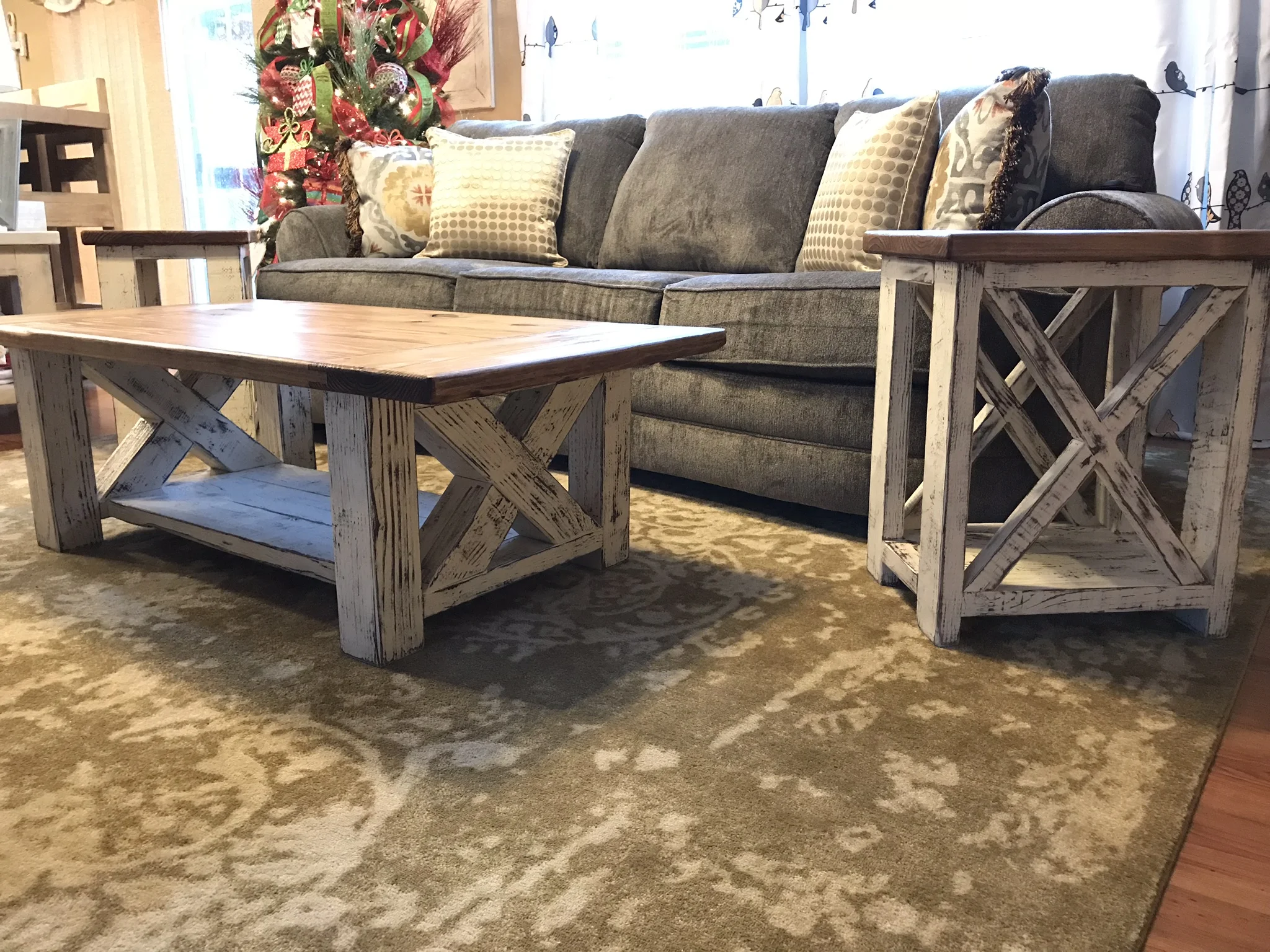Distressed Coffee Table with Breadboard Ends