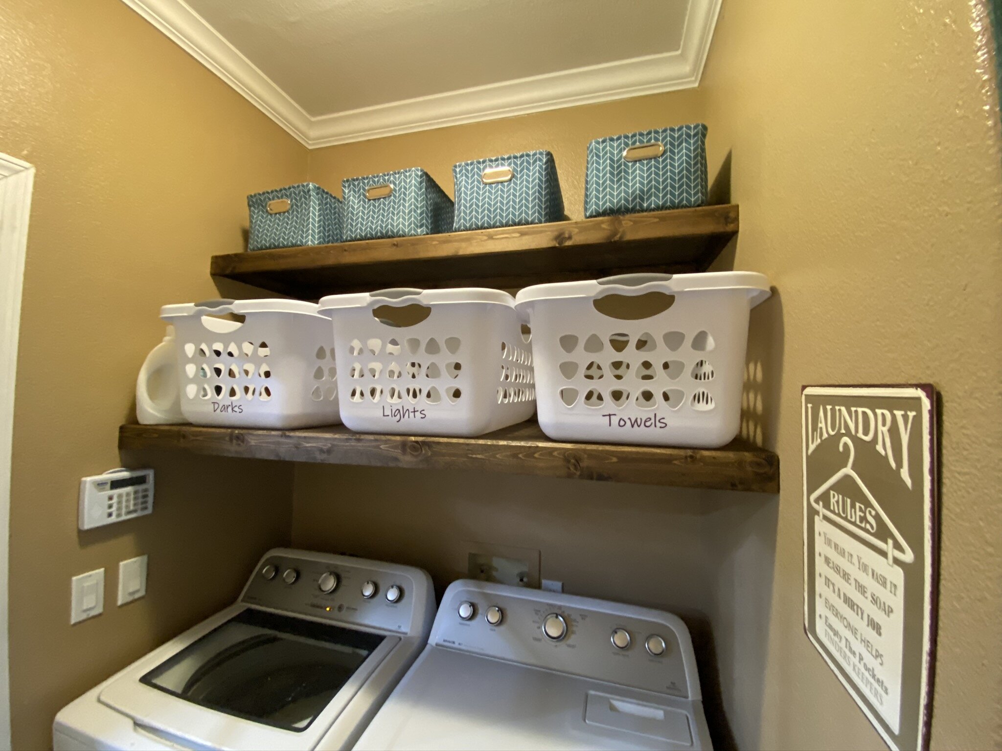 Diy Plywood Floating Shelves For The Laundry Room 731 Woodworks - Diy Laundry Room Storage Shelves