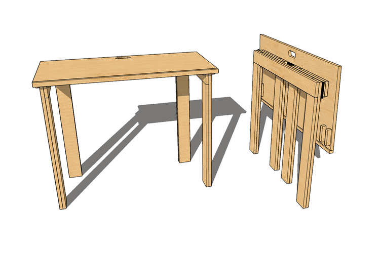 Finished DIY folding table made from plywood