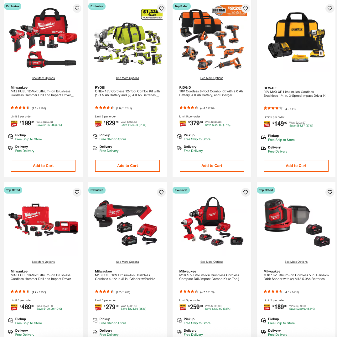 🚨 Featured Tool Deal of the Day – Power Tool Combo Kits &amp; Outdoor Power Equipment up to 45% Off!