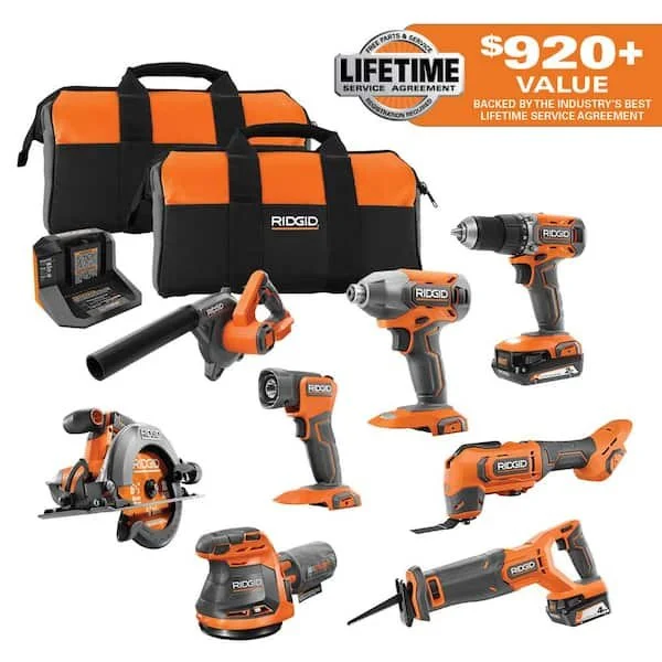 🧰 RIDGID 18V Cordless 8-Tool Combo Kit – $220 Off Today Only