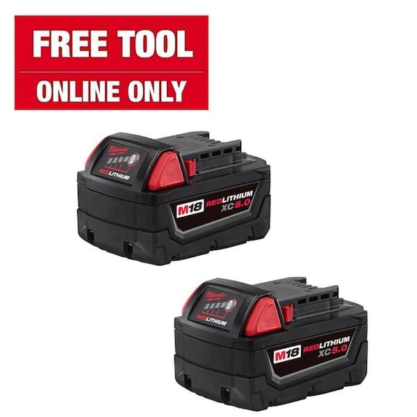 🔋 Milwaukee M18 XC 5.0 Battery 2-Pack Deal – $199 with a FREE Bare Tool!