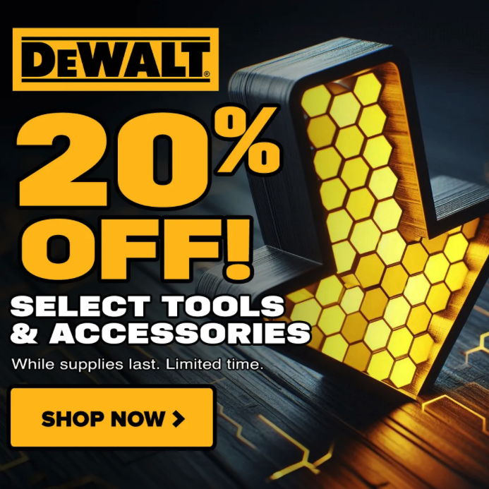 ⚡ 20% Off Select DeWALT Tools and Accessories at The Tool Nut