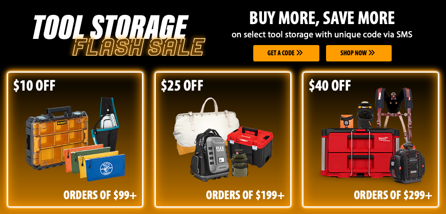 🧰 Save $10 to $40 on Tool Storage Orders – Text Code Required! Today Only