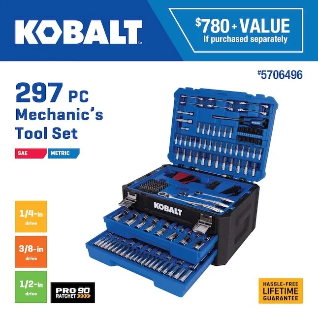 🔧 Kobalt 297-Piece Mechanics Tool Set – Only $99 Today! Save $50