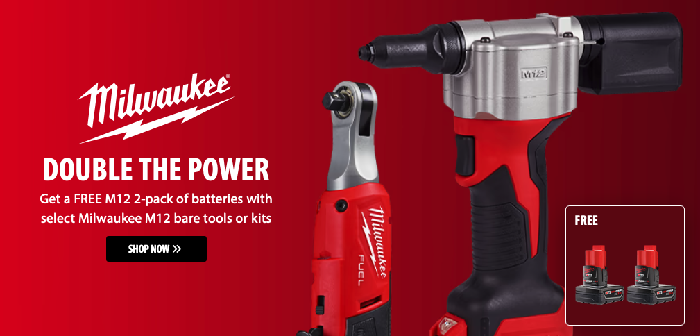 ⚡ Free Milwaukee M12 3.0Ah Battery 2-Pack – With Select M12 Bare Tool Purchase