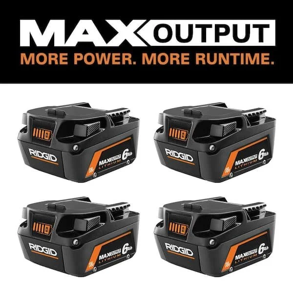 RIDGID 18V 6.0Ah MAX Output Lithium-Ion Batteries 4 Pack Only $269
