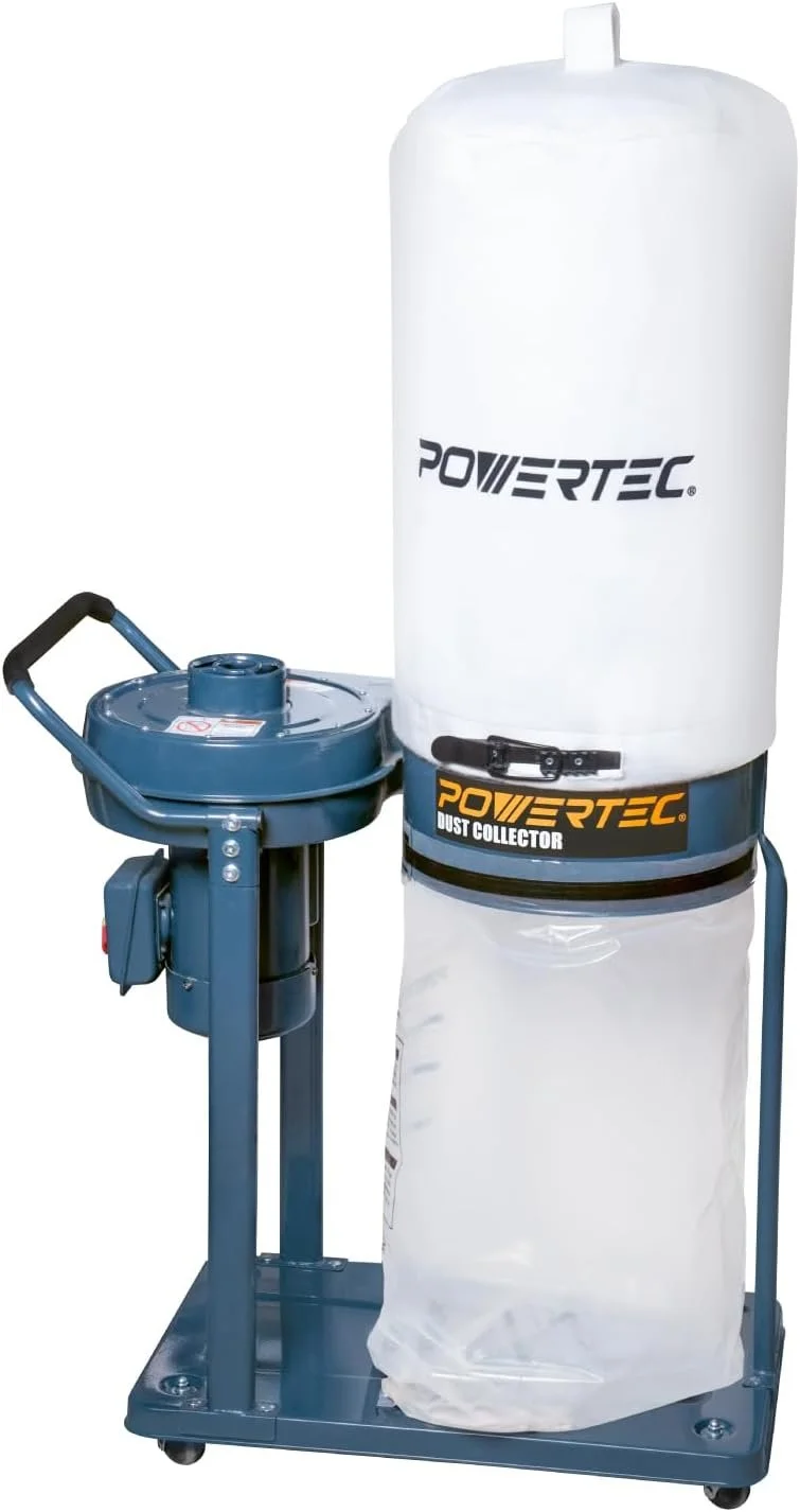 Lowest Price Ever POWERTEC 1 HP Dust Collector with 1 Micron Bags and Mobile Base 800 CFM Now $295.99