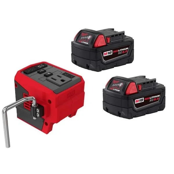 Today Only Milwaukee M18 18 Volt 175 Watt Powered Compact Inverter with 5.0 Ah Battery Pack 2 Pack Now $219