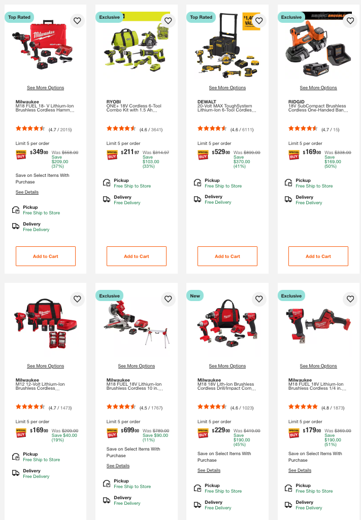 Today Only Save Up To 50% On Power Tool Kits