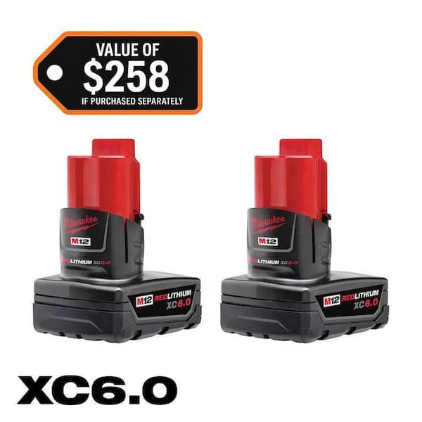 $150 Off Milwaukee M12 XC 6.0Ah Battery 2 Pack Deal 149