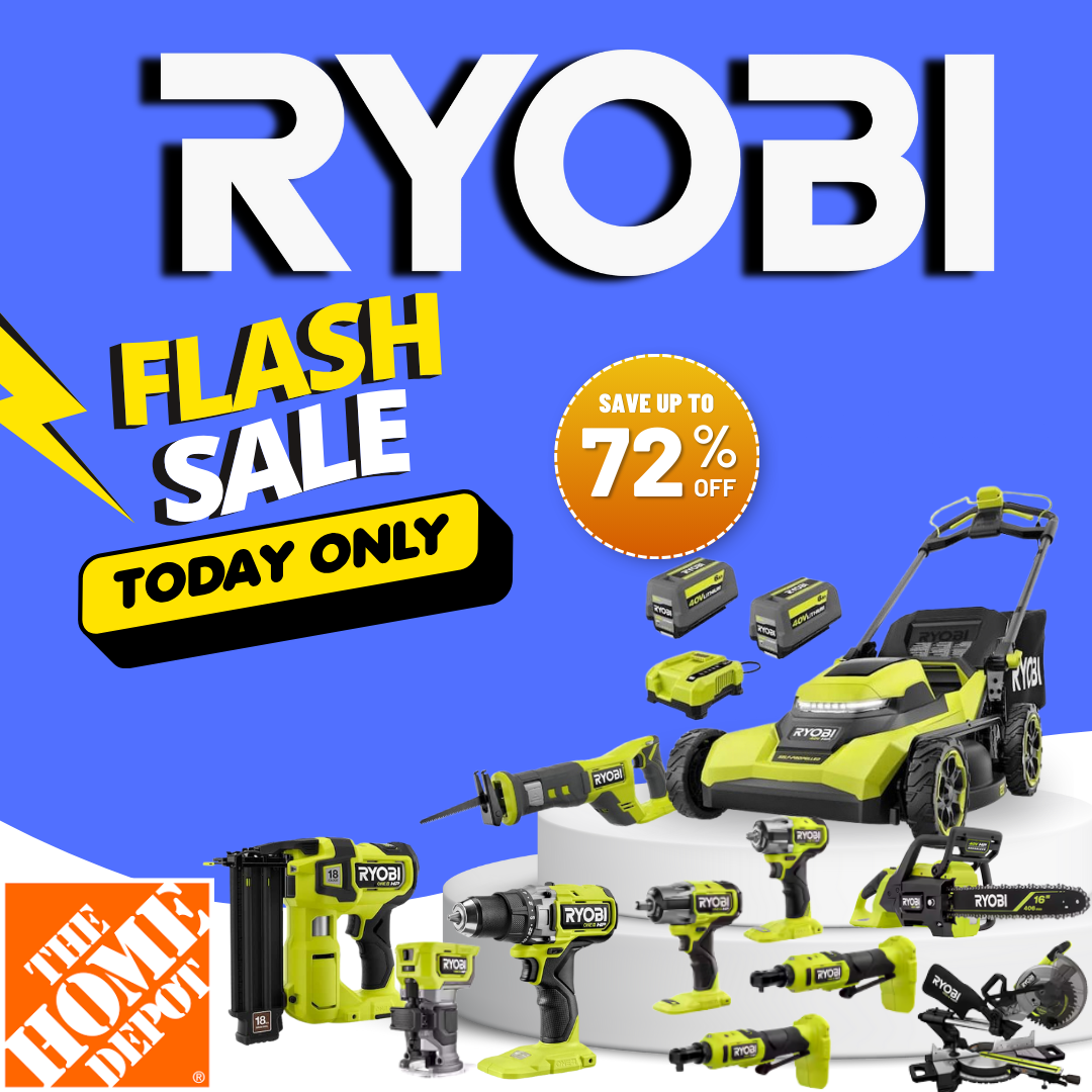 Today Only RYOBI Power Tool Deals up to 72% Off