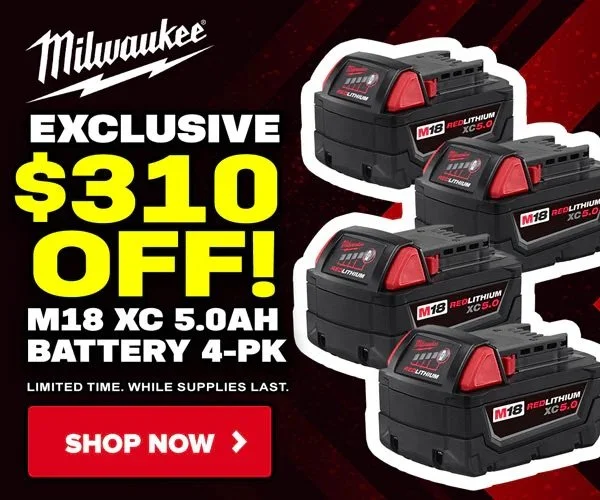 💥57% Off Milwaukee M18 XC 5.0Ah Battery 4-Pack Deal – Just $229!💥