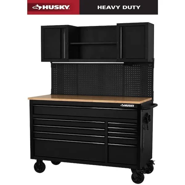 ⚡ Today Only Husky 56 in. Workbench with Pegboard and Cabinets $999! ⚡
