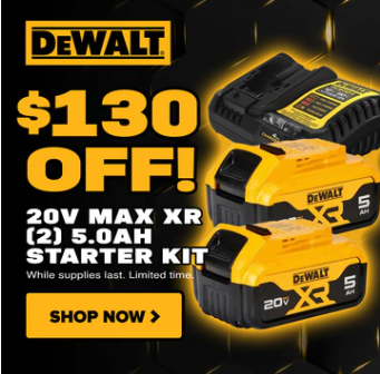 $130 Off DeWalt 20V MAX XR Battery Kit Deal – Save Big Today