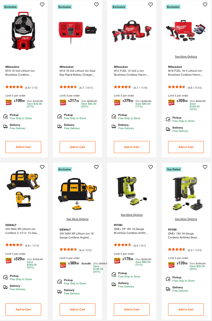 Today Only Up to 40% Off Power Tools at Home Depot