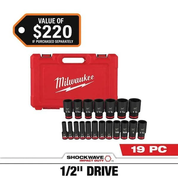 Milwaukee SHOCKWAVE 19pc Socket Set $99 Save 46%