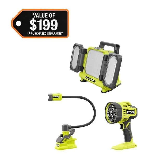 Save 37% on RYOBI ONE+ 18V 3-Tool Lighting Kit