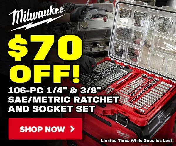 $70 Off Milwaukee 106-Piece Ratchet and Socket PACKOUT Set