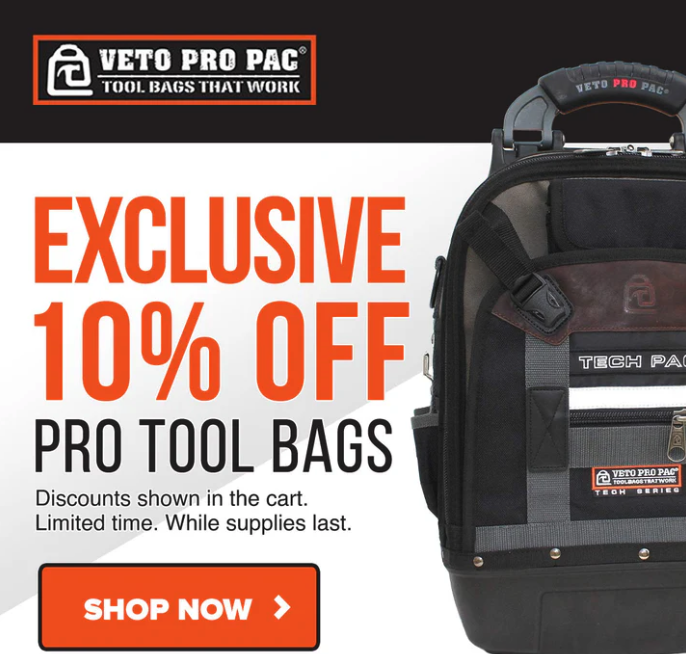 10% Off Veto Pro Pac Tool Bags Save on Premium Storage
