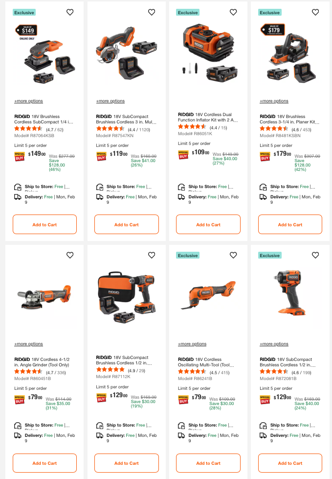 $239 off RIDGID 18V Cordless Tool Deal at Home Depot