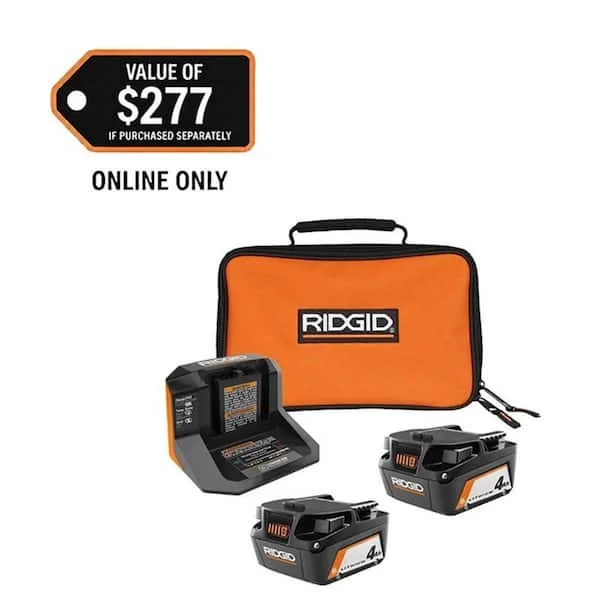 Today Only RIDGID 4.0Ah Battery Kit $79 Deal