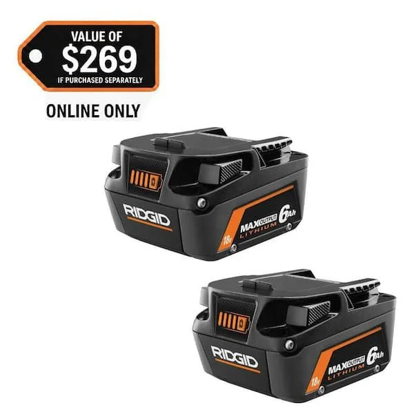 $110 Off RIDGID 18V 6.0Ah MAX Output Battery Deal