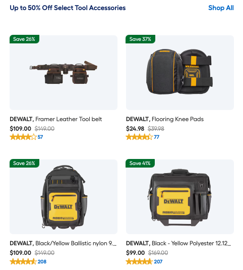 Today Only DEWALT Tool Bags and Belts Save Up to 50% Deal