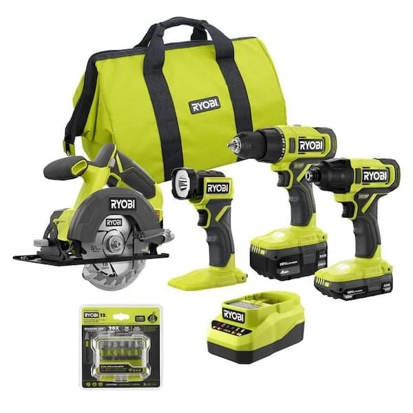 $84 Off RYOBI 18V 4 Tool Combo Kit Deal Now $174.97