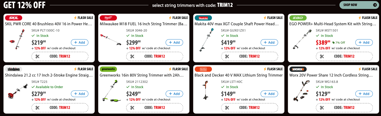 Today Only Save 12% on EGO, DEWALT, SKIL, Milwaukee and More String Trimmers