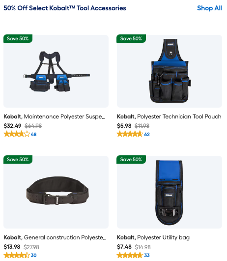 Today Only 50% Off KOBALT Tool Bags and Belts Deal