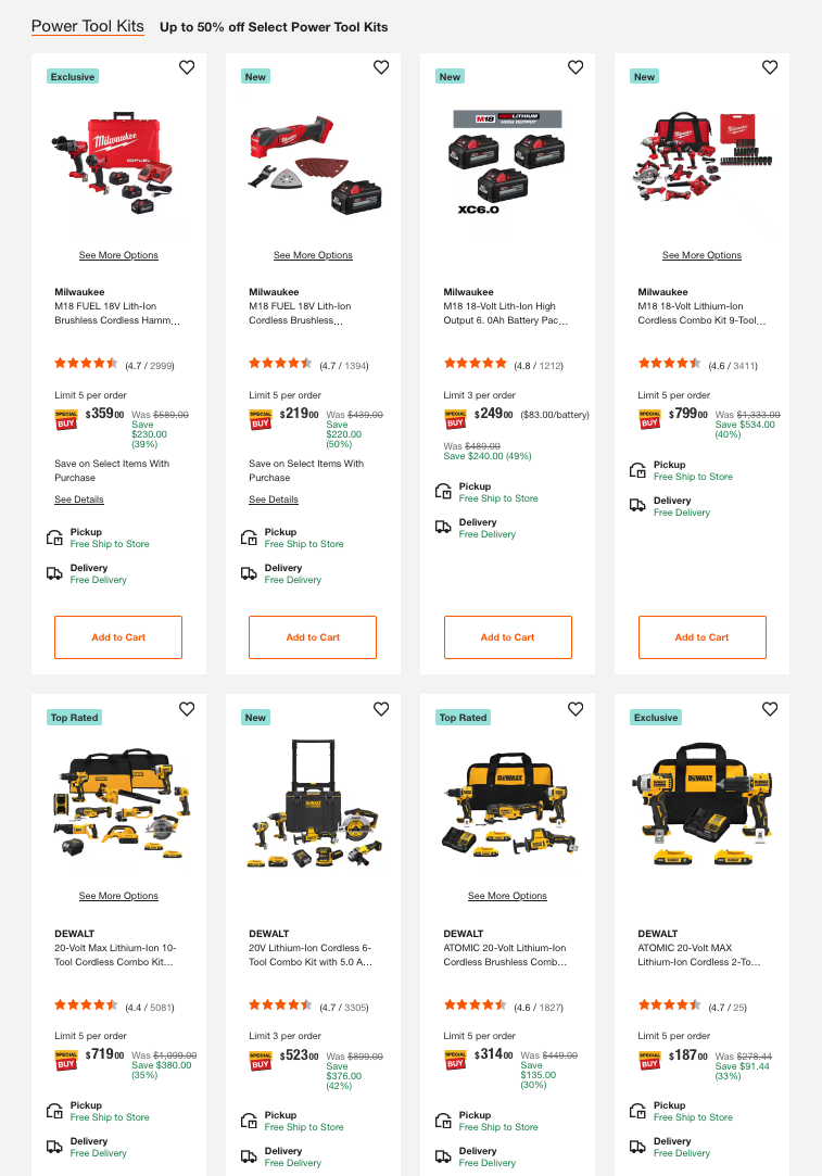 Today Only Save 50% on Home Depot Power Tool Kits Deal