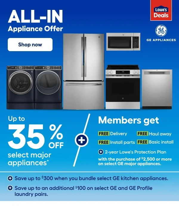 Appliance Sale at Lowe’s Up to 35% Off