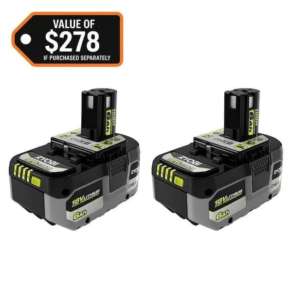 Today Only RYOBI 6.0Ah Battery 2 Pack $121 Deal