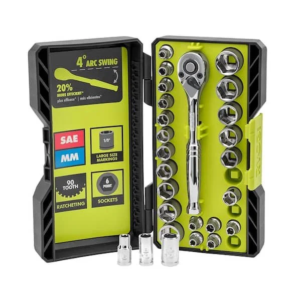 Save 33% on RYOBI 26 Piece 1/4 Inch Drive Ratchet Set $19.97