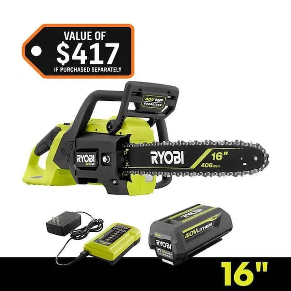 Save $60 on RYOBI 40V HP 16 Inch Brushless Chainsaw $239