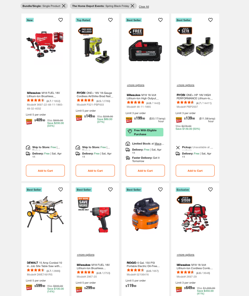 Today Only: Save $200 Home Depot Spring Black Friday Deal