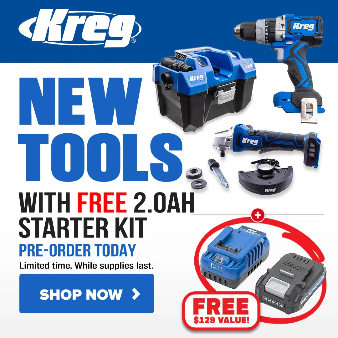 New Kreg Tools Plus Free Battery Kit 