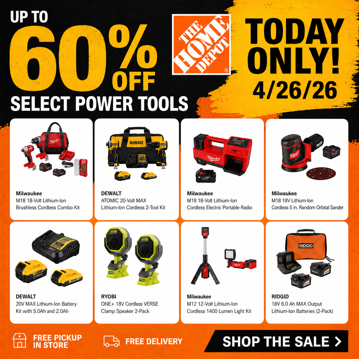 Today Only Save up to 60% on Home Depot Power Tool Deals 🛠️