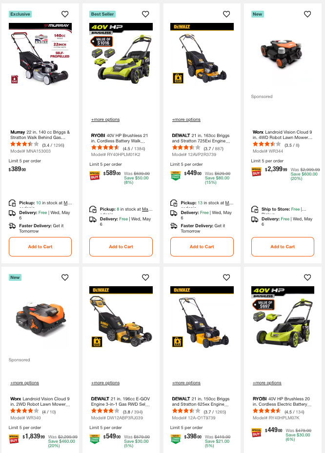Home Depot Spring Mower Deals Sale Save up to $200