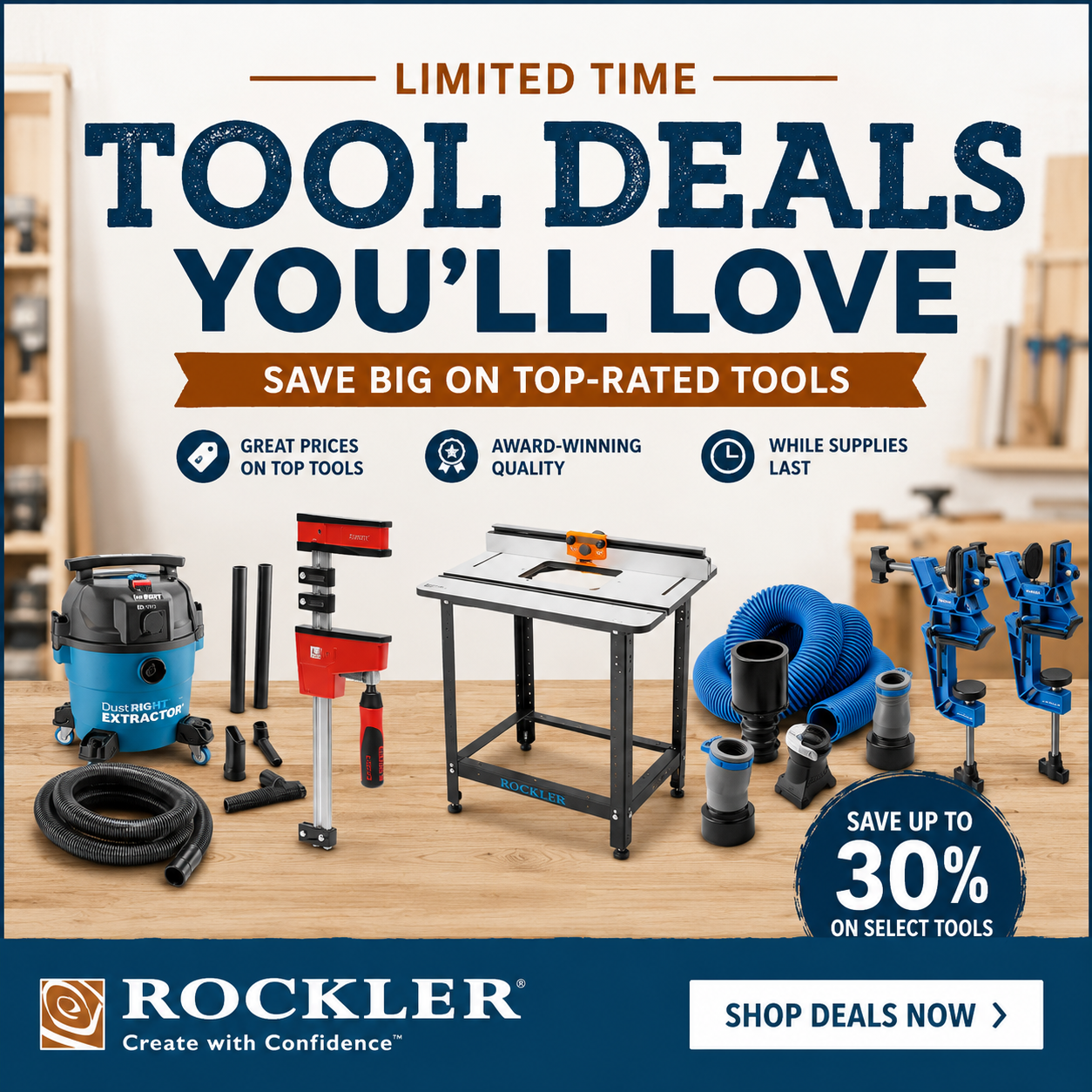 Save on Rockler Woodworking and Hardware Deal