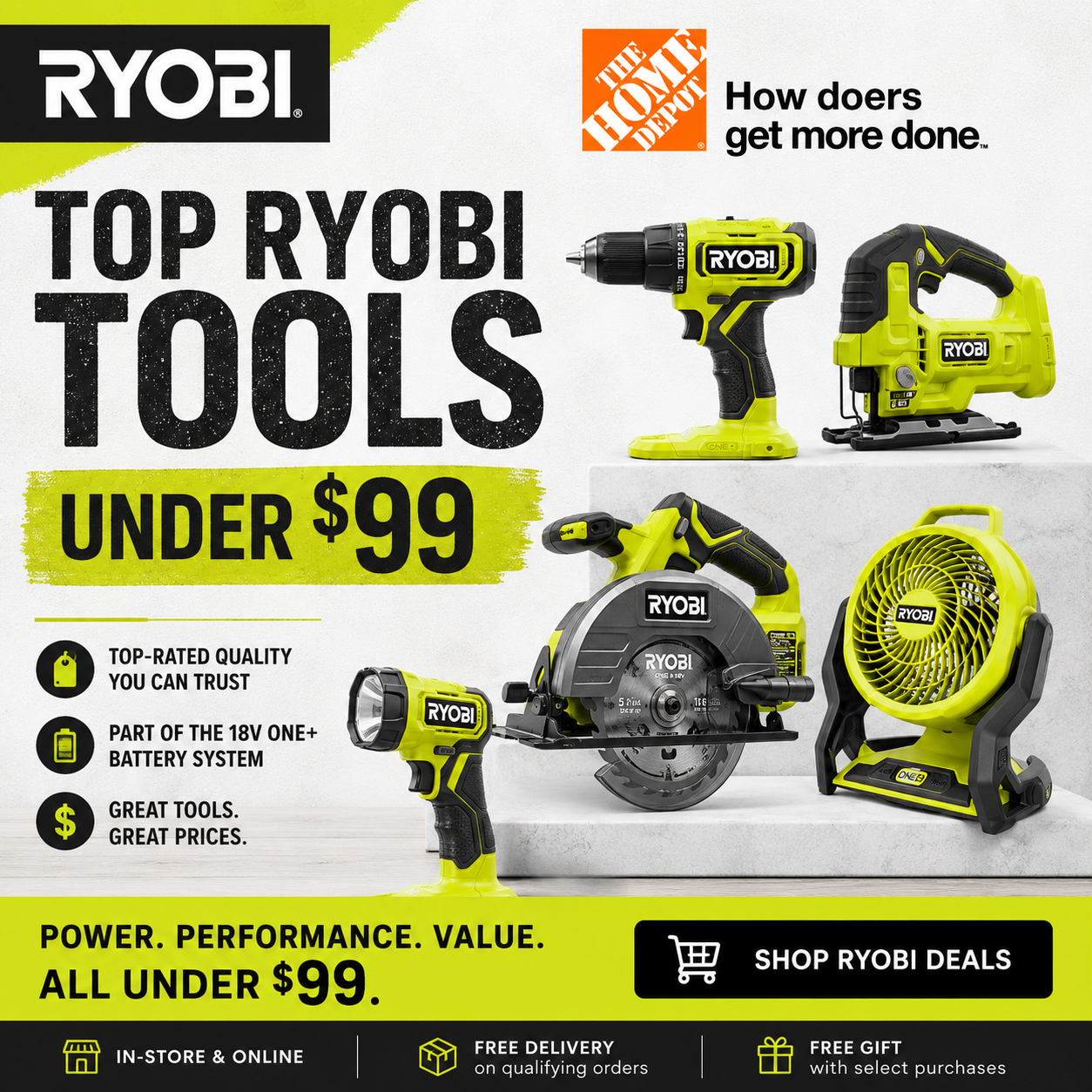 RYOBI Tools and Accessories Under $99 Deal