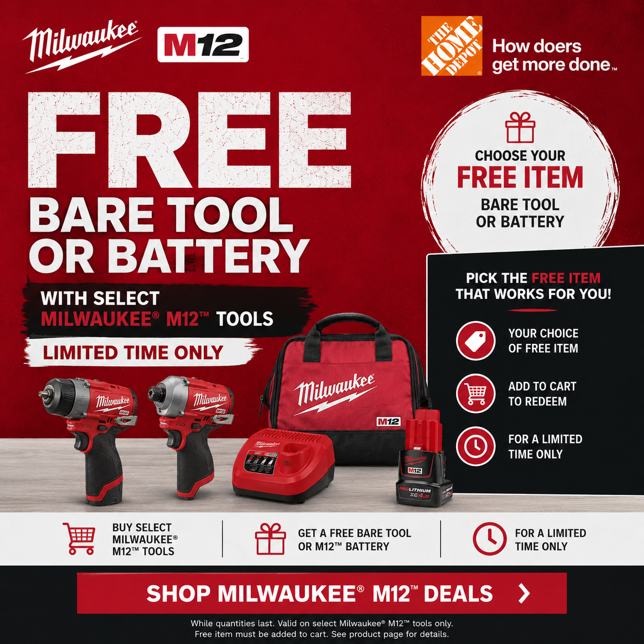 Free Tool W/Purchase of Milwaukee M12 System or Starter Kit Deal