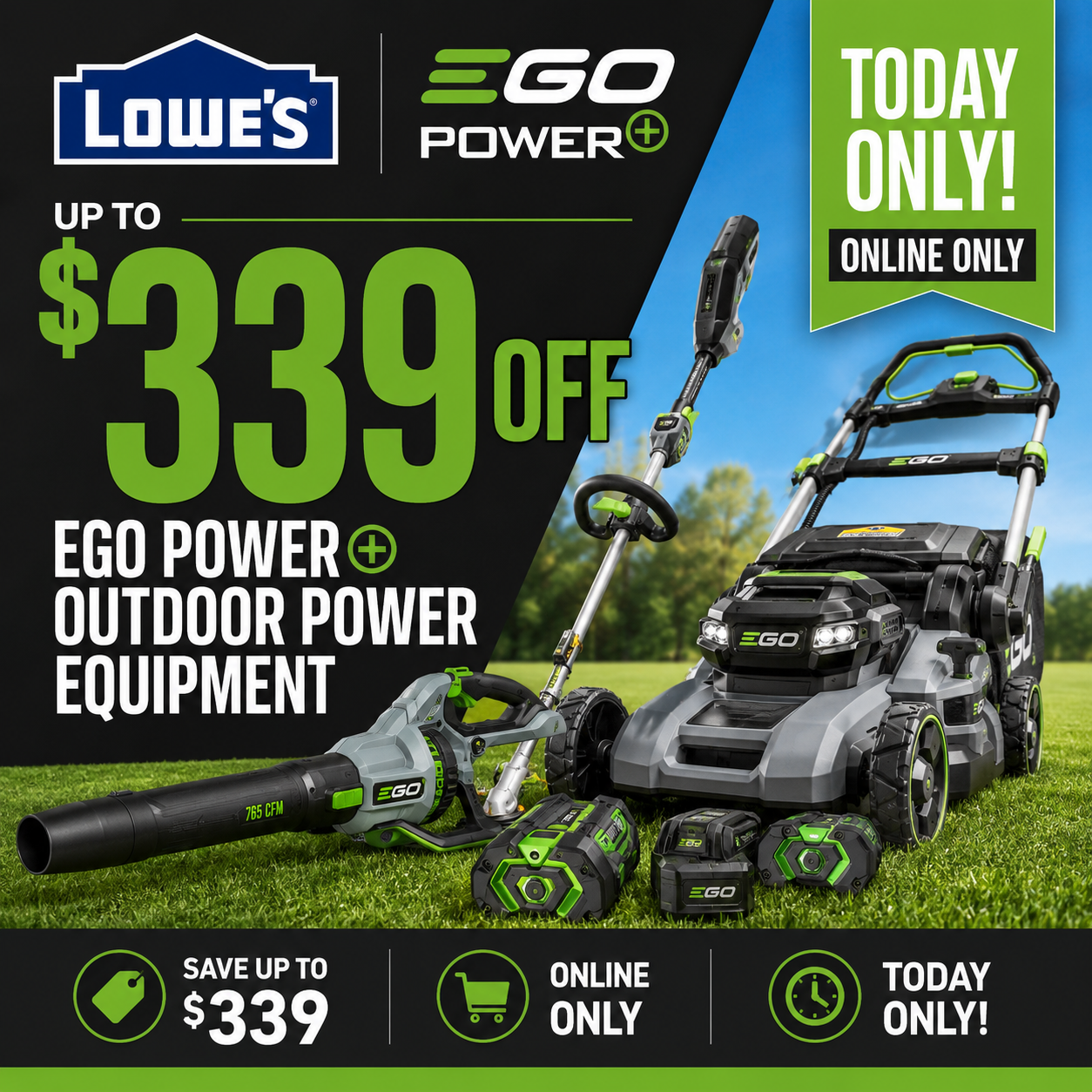 Today Only: Save up to $339 on EGO Power+ at Lowe’s
