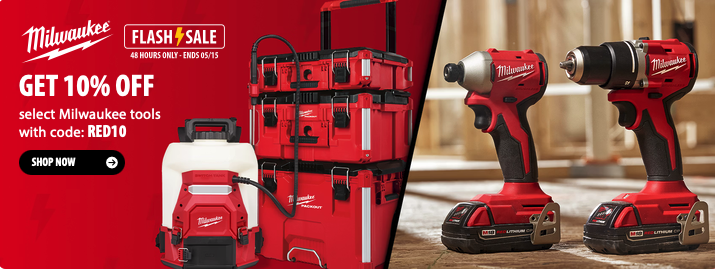 Save 10% on Milwaukee Tools with Code RED10 Deal