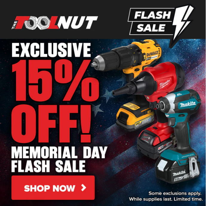 Save 15% on Milwaukee DeWalt and Makita Tools