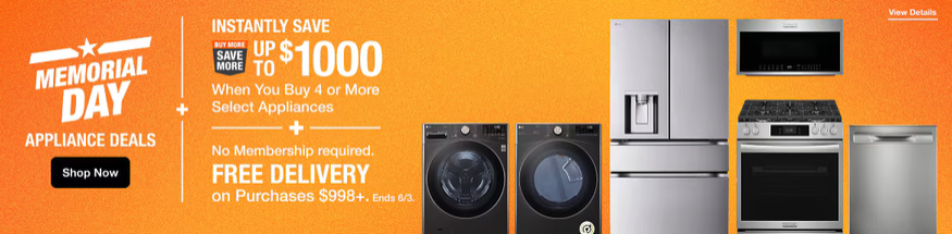 Save 40% on Appliances at Home Depot Memorial Day Sale